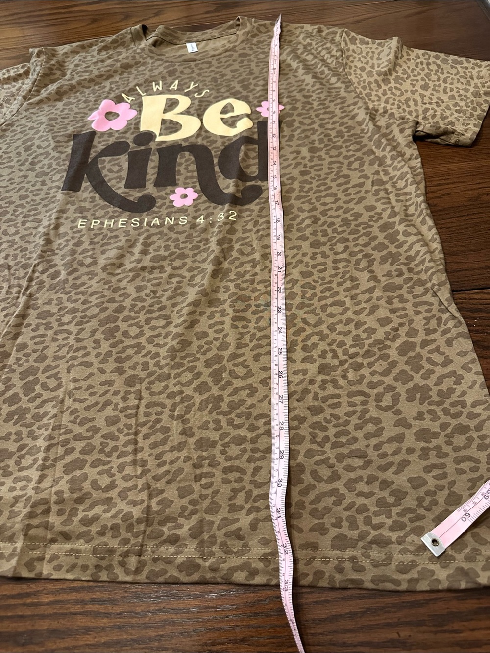 Always Be Kind Womens Leopard Print Graphic Tee - Brown & Pink 3X - Last One - Picture 7 of 7